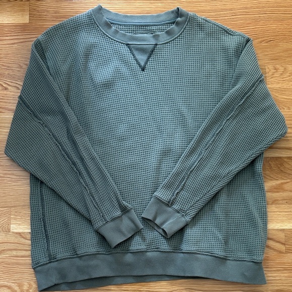 Aerie Green cotton blend Waffle Knit Sweater - Picture 2 of 5